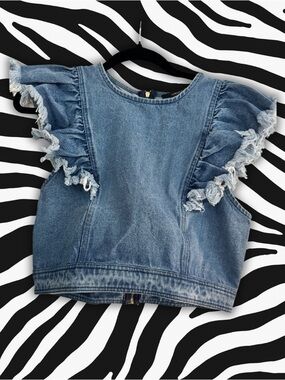 Forever 21 Girls' Denim Ruffle Tank Top - Blue